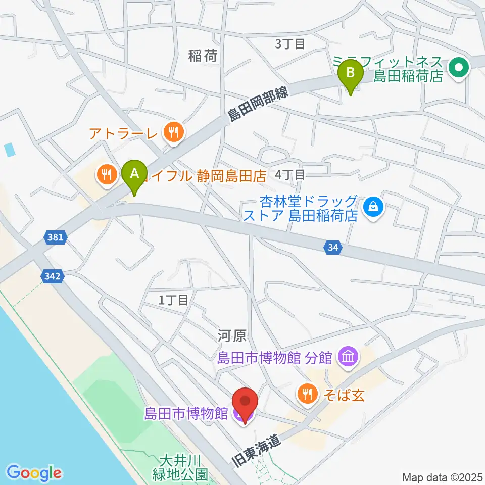 島田市博物館周辺のコンビニエンスストア一覧地図