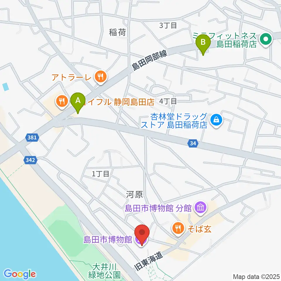 島田市博物館周辺のコンビニエンスストア一覧地図