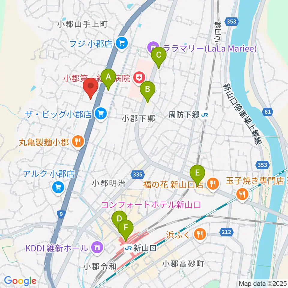 山口市小郡文化資料館周辺のコンビニエンスストア一覧地図
