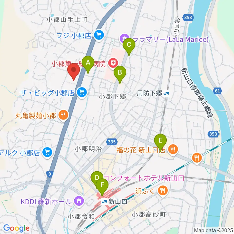 山口市小郡文化資料館周辺のコンビニエンスストア一覧地図