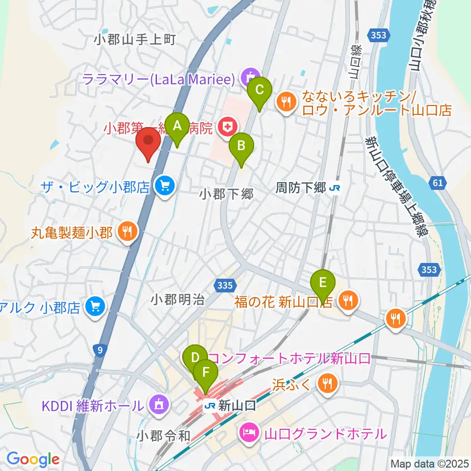 山口市小郡文化資料館周辺のコンビニエンスストア一覧地図