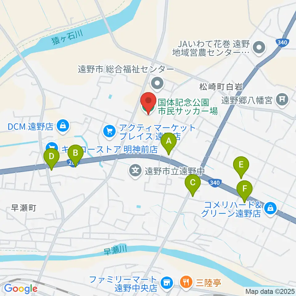 国体記念公園市民サッカー場周辺のコンビニエンスストア一覧地図
