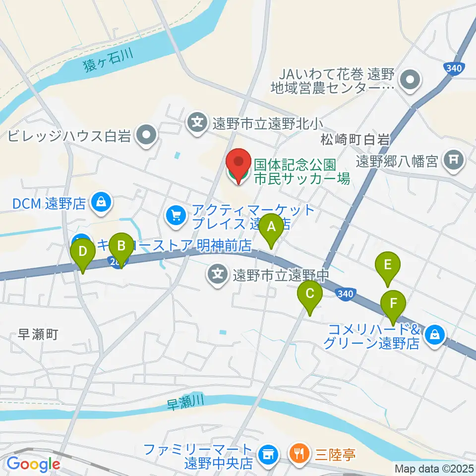 国体記念公園市民サッカー場周辺のコンビニエンスストア一覧地図