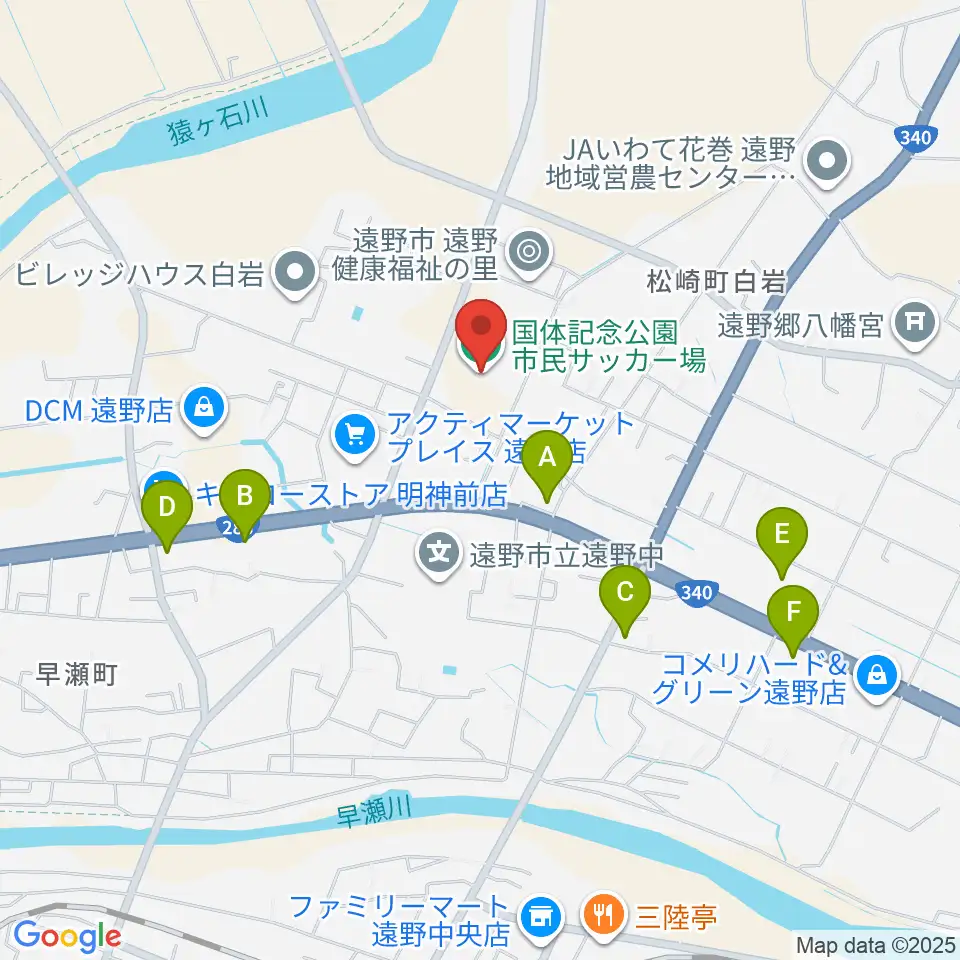 国体記念公園市民サッカー場周辺のコンビニエンスストア一覧地図