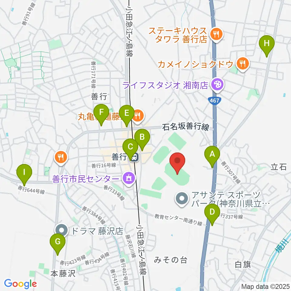 アサンテスポーツパーク陸上競技場周辺のコンビニエンスストア一覧地図