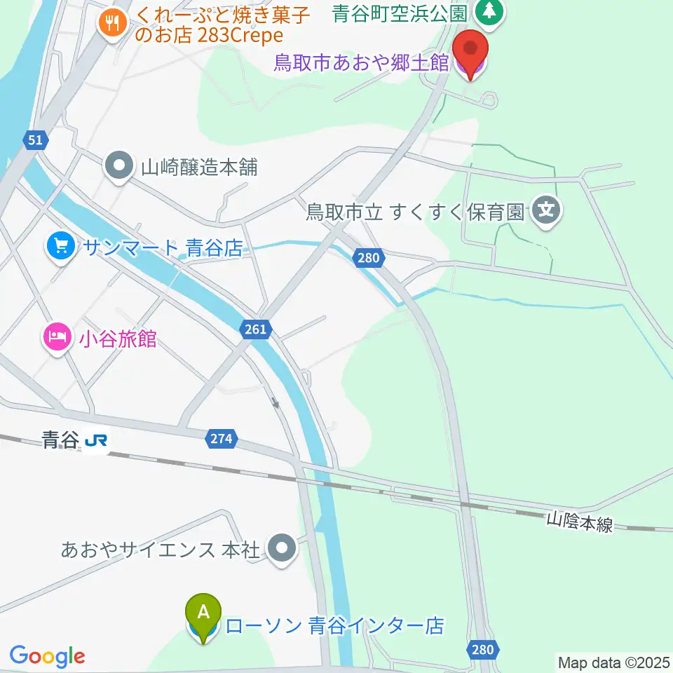 鳥取市あおや郷土館周辺のコンビニエンスストア一覧地図