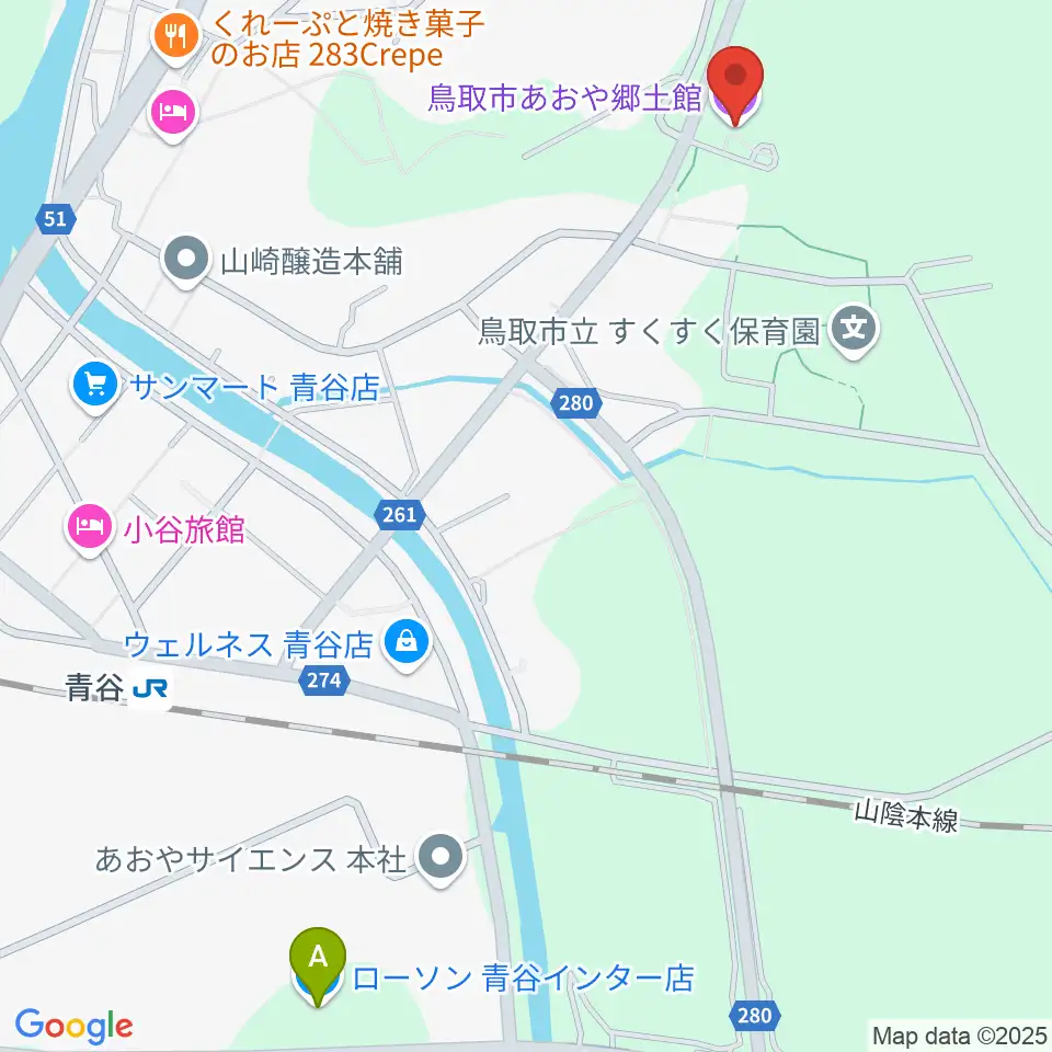 鳥取市あおや郷土館周辺のコンビニエンスストア一覧地図