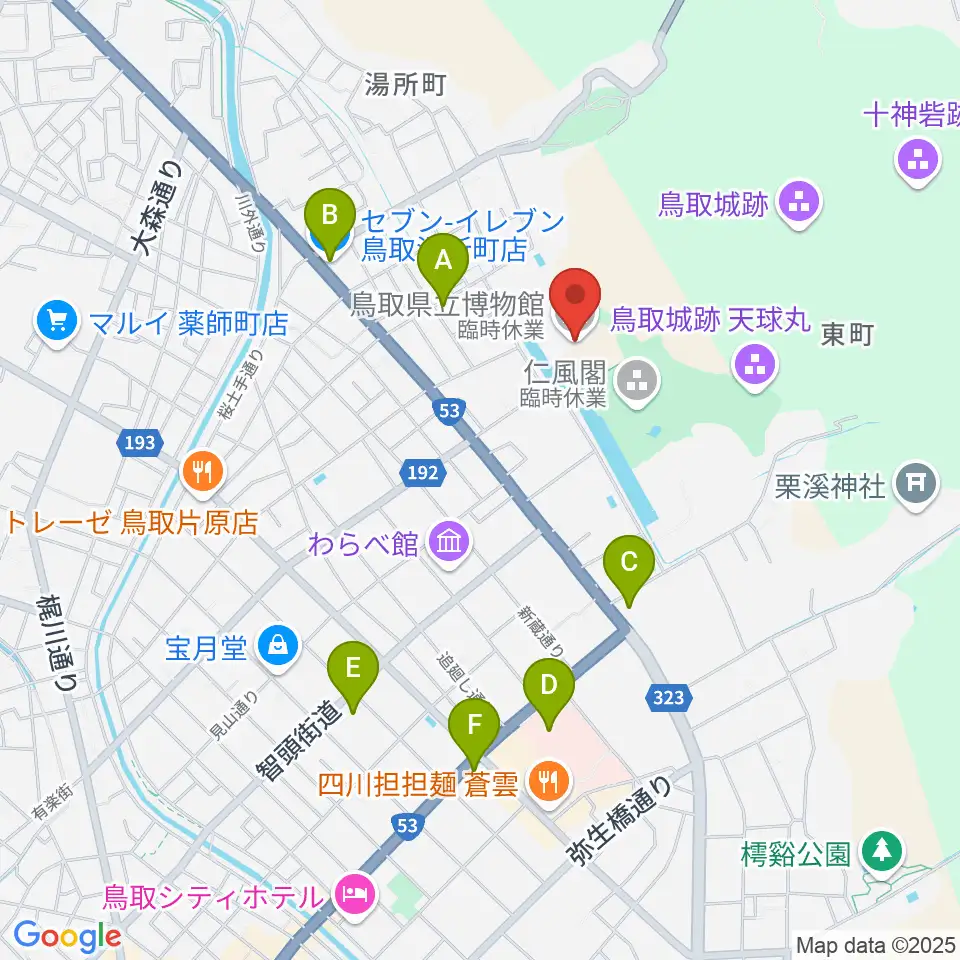 鳥取県立博物館周辺のコンビニエンスストア一覧地図