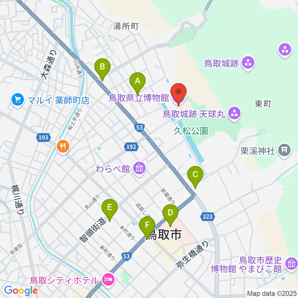 鳥取県立博物館周辺のコンビニエンスストア一覧地図
