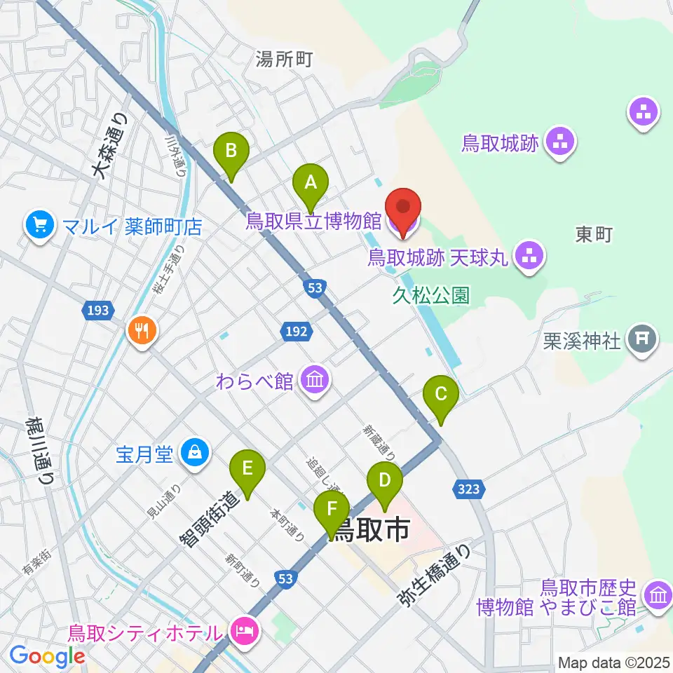 鳥取県立博物館周辺のコンビニエンスストア一覧地図