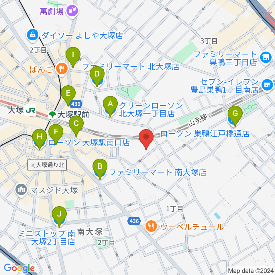 マザーハウス レコーディングスタジオ周辺のコンビニエンスストア一覧地図