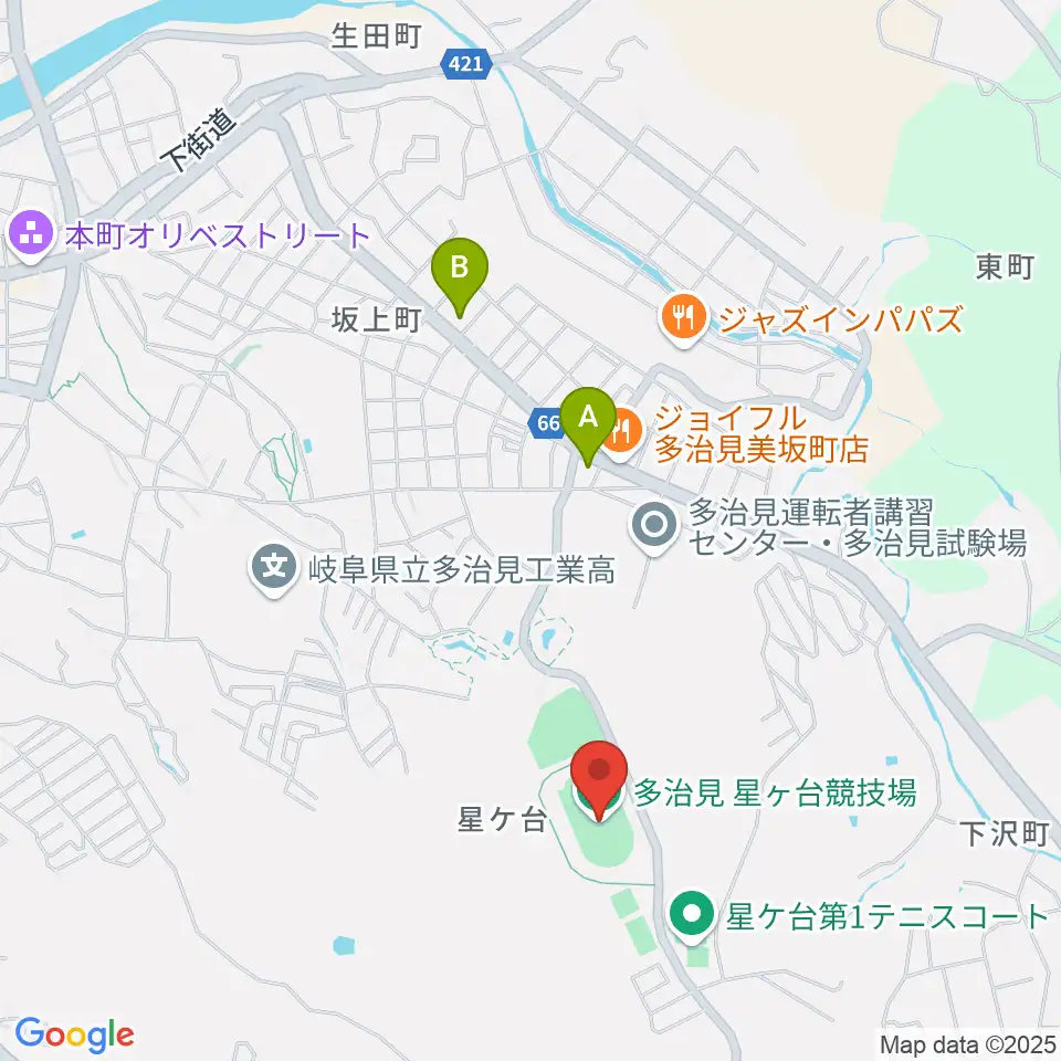 TYK競技場周辺のコンビニエンスストア一覧地図