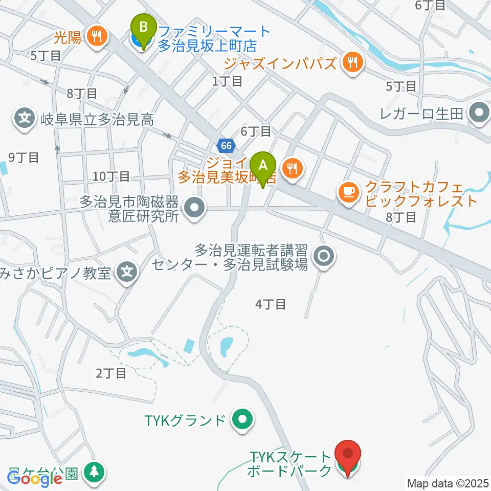 TYKスケートボードバーク周辺のコンビニエンスストア一覧地図