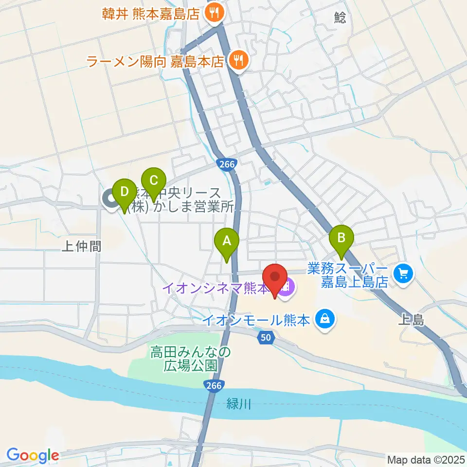イオンシネマ熊本周辺のコンビニエンスストア一覧地図