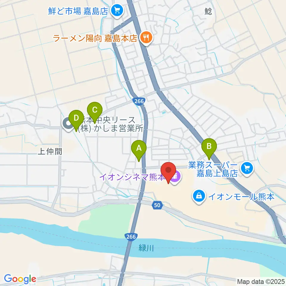 イオンシネマ熊本周辺のコンビニエンスストア一覧地図