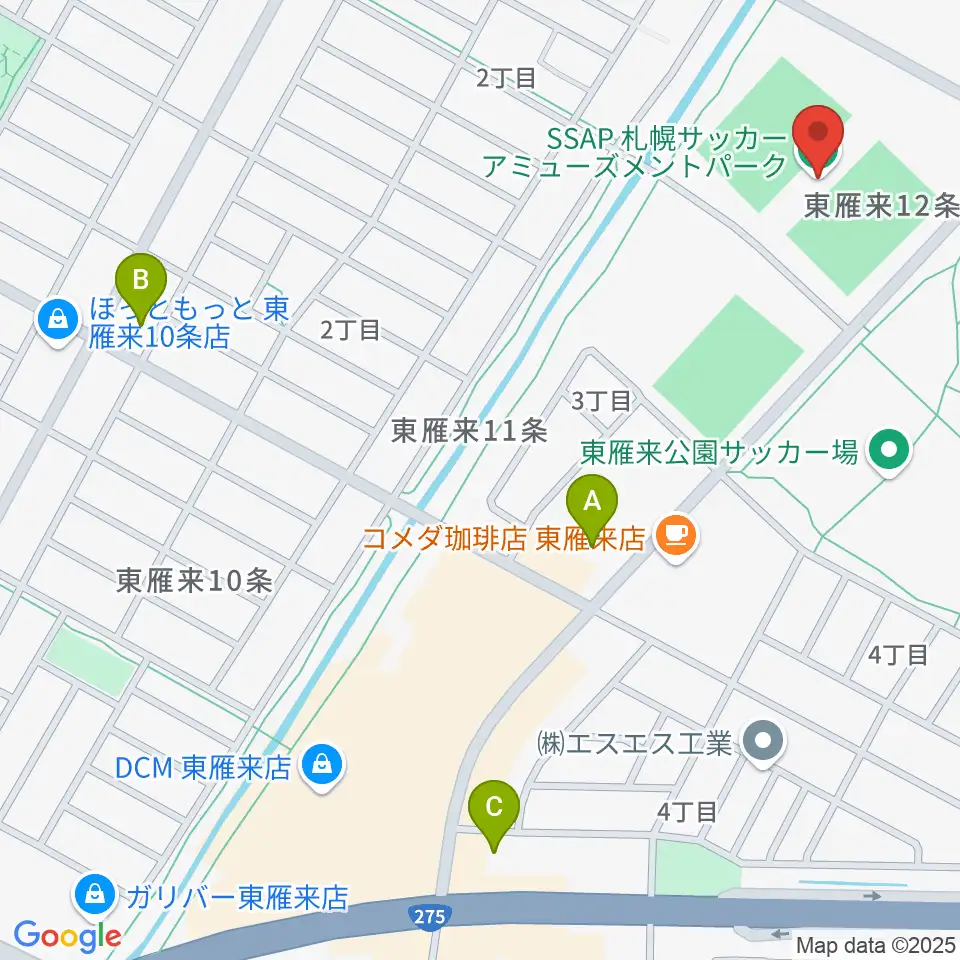札幌サッカーアミューズメントパーク周辺のコンビニエンスストア一覧地図
