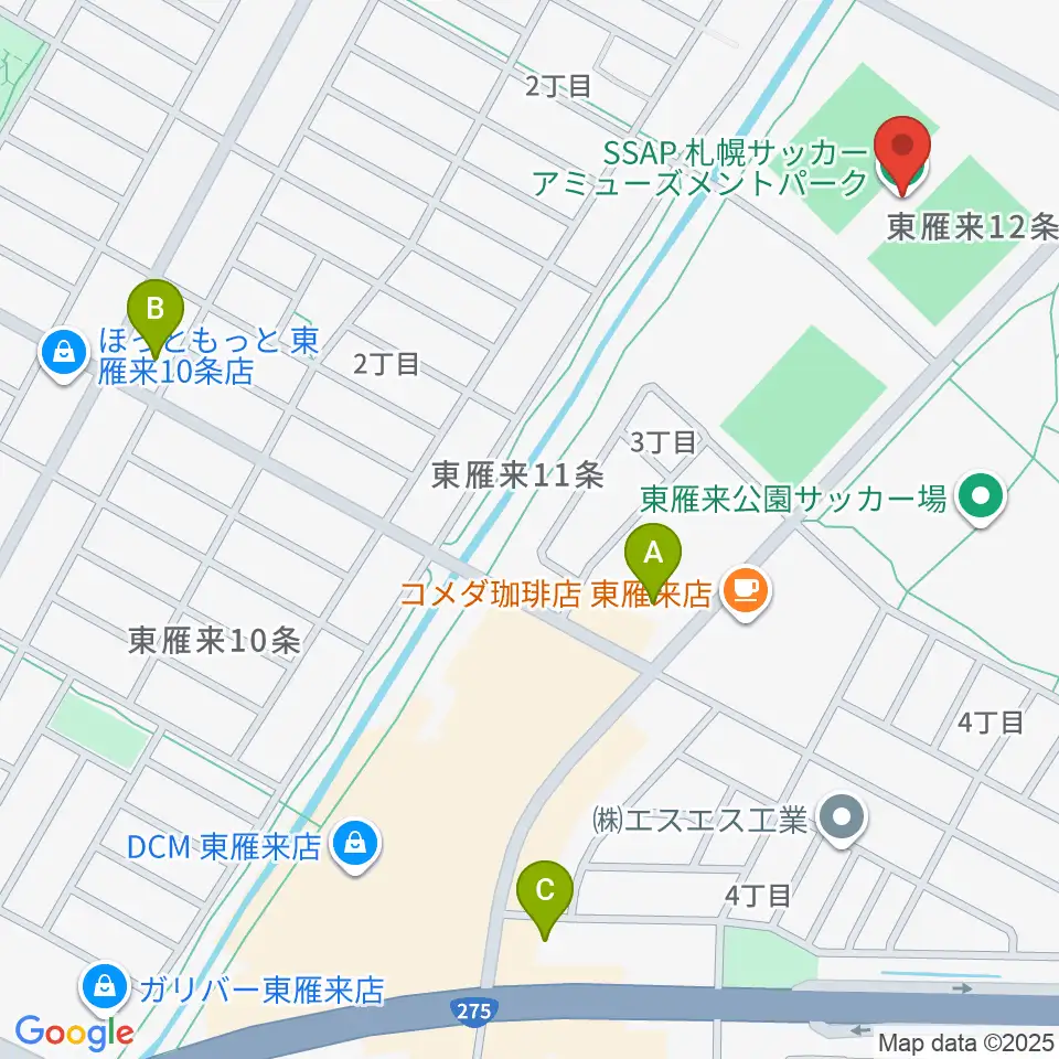 札幌サッカーアミューズメントパーク周辺のコンビニエンスストア一覧地図