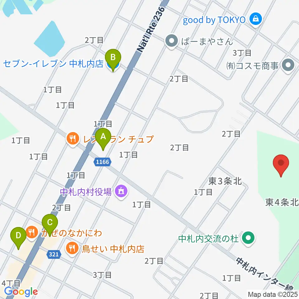 中札内交流の杜サッカー場周辺のコンビニエンスストア一覧地図