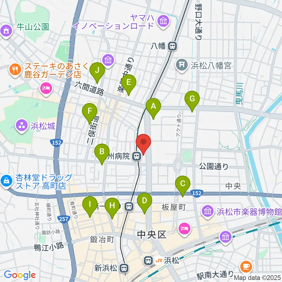 浜松文芸館周辺のコンビニエンスストア一覧地図