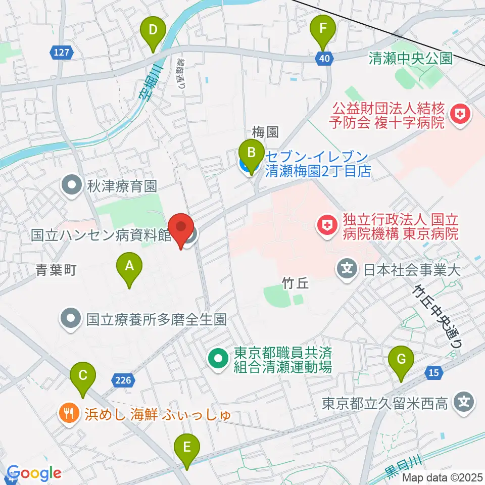 国立ハンセン病資料館周辺のコンビニエンスストア一覧地図