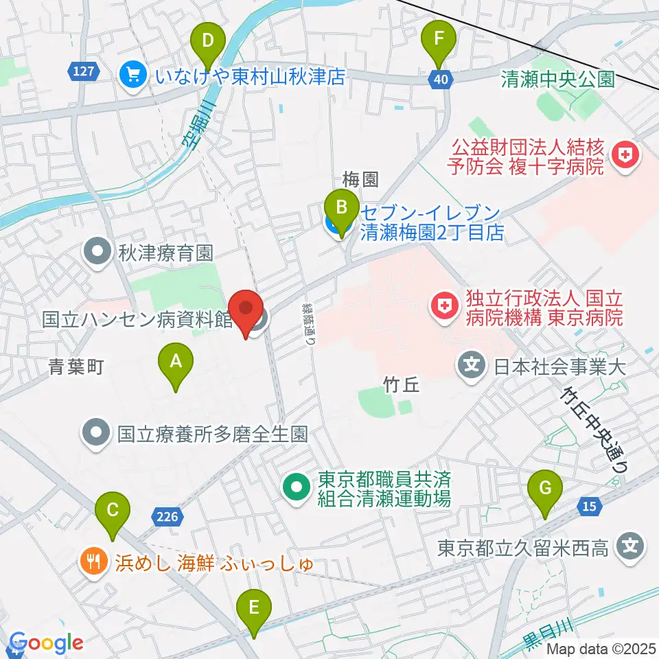 国立ハンセン病資料館周辺のコンビニエンスストア一覧地図