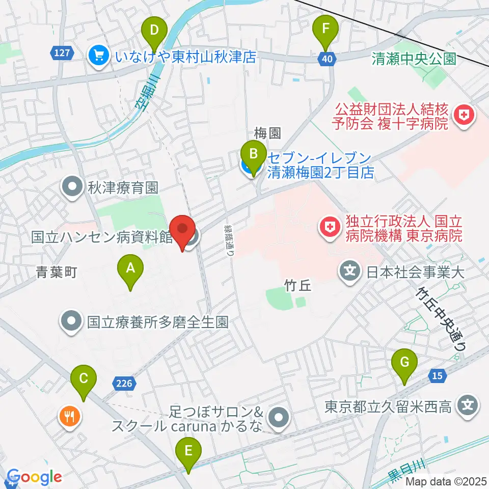 国立ハンセン病資料館周辺のコンビニエンスストア一覧地図