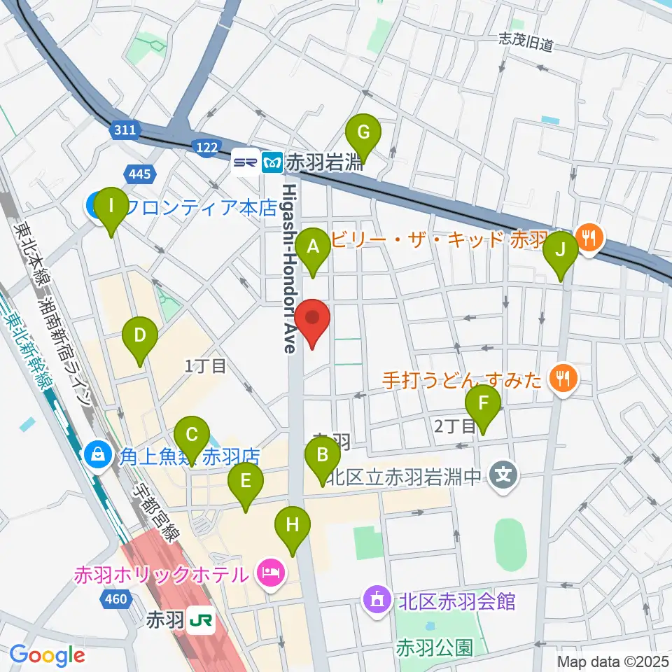 赤羽サウンドスタジオフェイス周辺のコンビニエンスストア一覧地図
