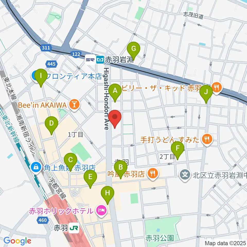 赤羽サウンドスタジオフェイス周辺のコンビニエンスストア一覧地図
