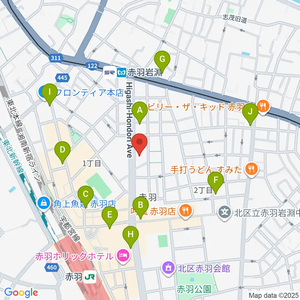 赤羽サウンドスタジオフェイス周辺のコンビニエンスストア一覧地図