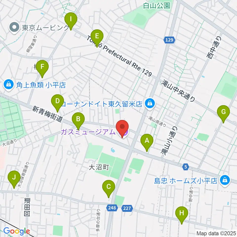ガスミュージアム周辺のコンビニエンスストア一覧地図