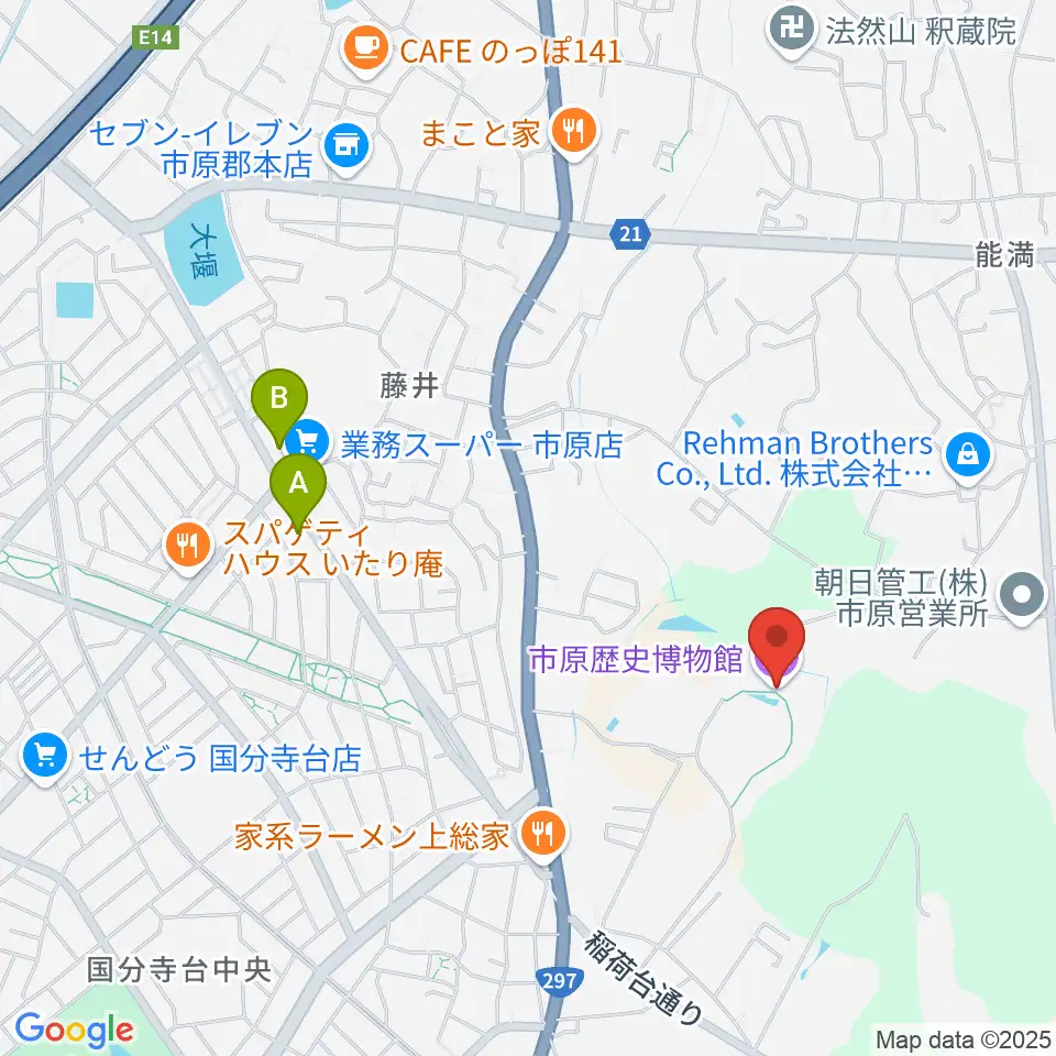 市原歴史博物館周辺のコンビニエンスストア一覧地図