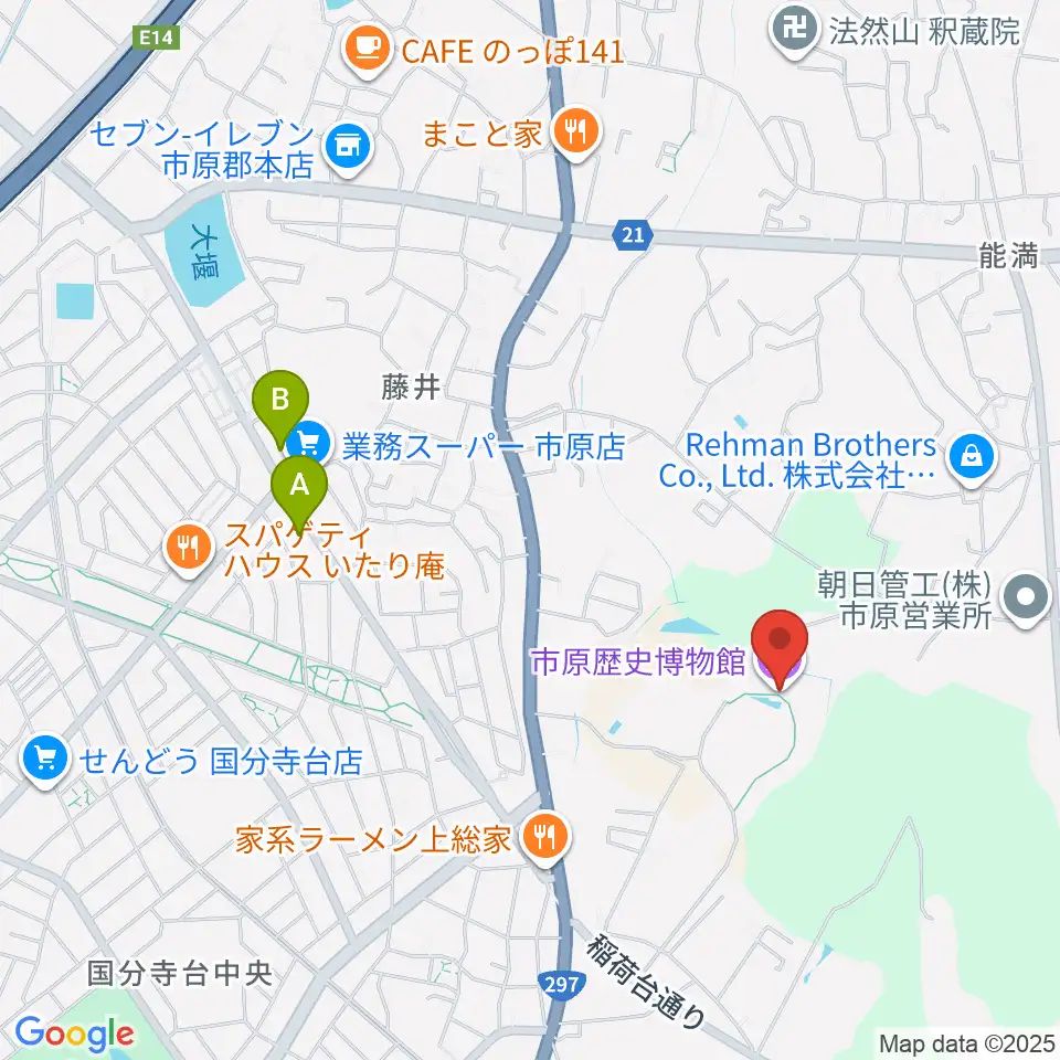 市原歴史博物館周辺のコンビニエンスストア一覧地図