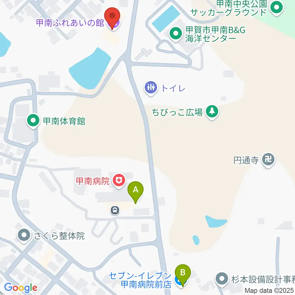 甲賀市甲南ふれあいの館周辺のコンビニエンスストア一覧地図