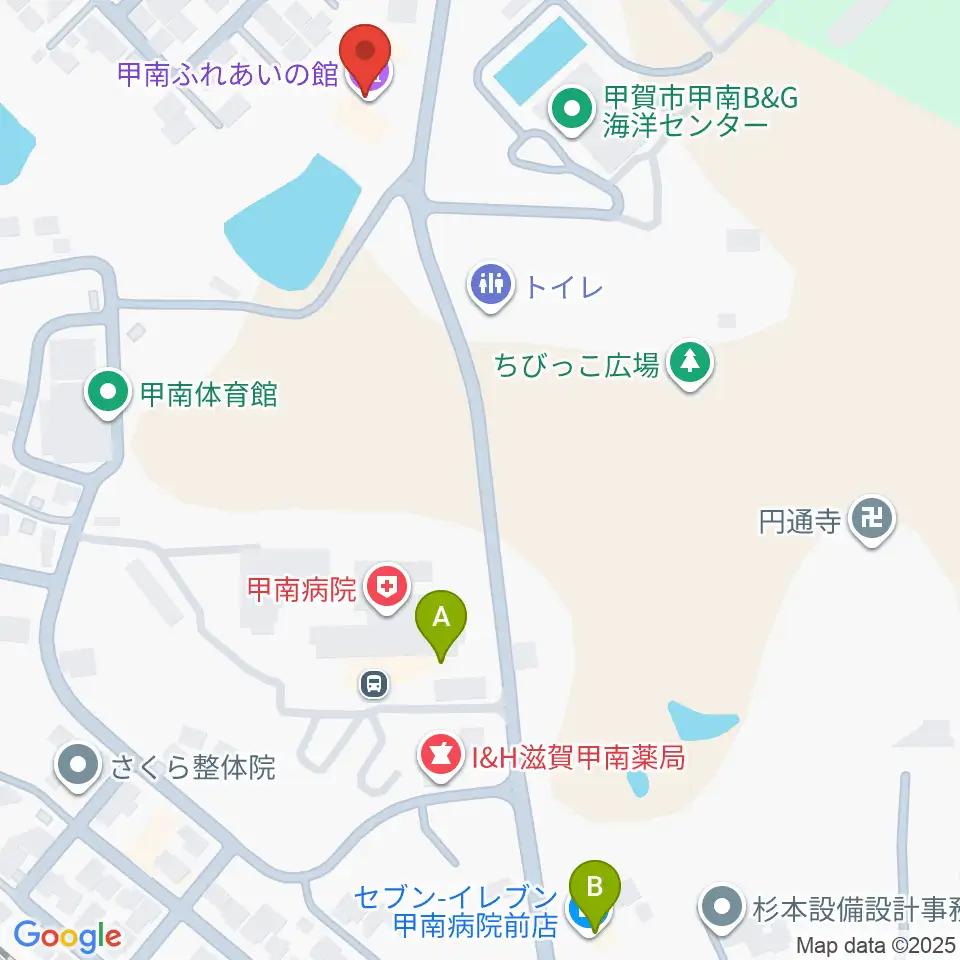 甲賀市甲南ふれあいの館周辺のコンビニエンスストア一覧地図