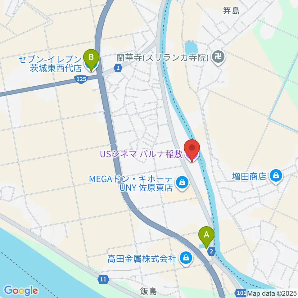 USシネマパルナ稲敷周辺のコンビニエンスストア一覧地図