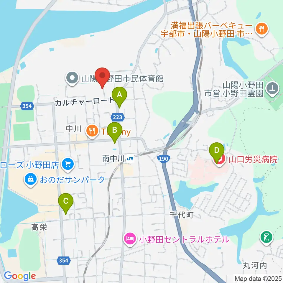 山陽小野田市歴史民俗資料館周辺のコンビニエンスストア一覧地図