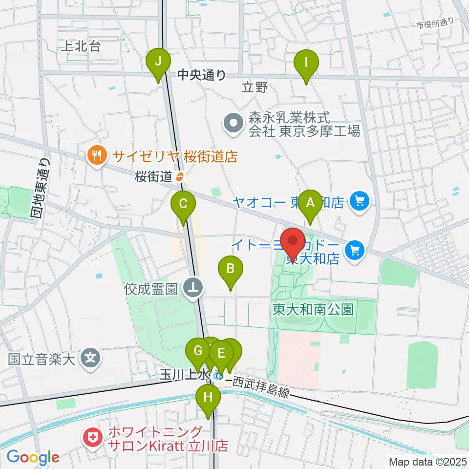 東大和S&D体育館周辺のコンビニエンスストア一覧地図
