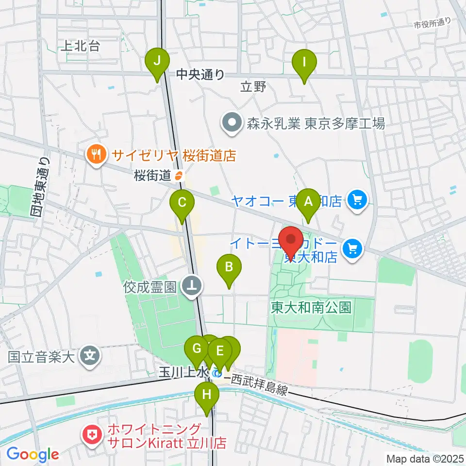 東大和S&D体育館周辺のコンビニエンスストア一覧地図
