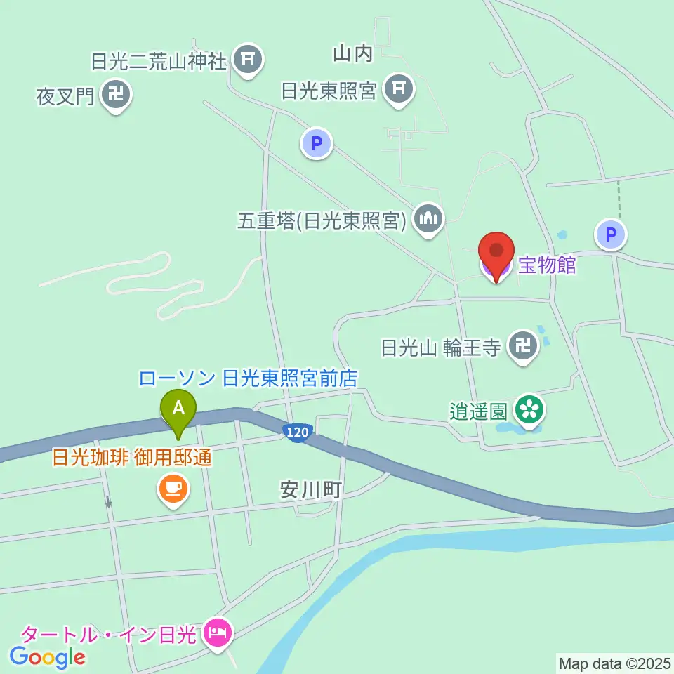 日光山輪王寺宝物殿周辺のコンビニエンスストア一覧地図