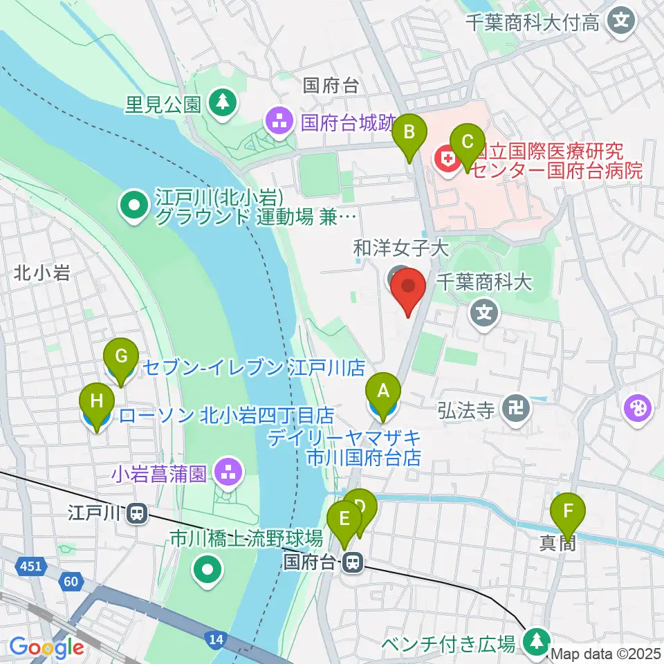 和洋女子大学文化資料館周辺のコンビニエンスストア一覧地図