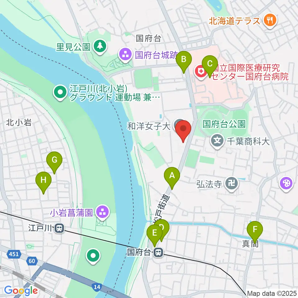 和洋女子大学文化資料館周辺のコンビニエンスストア一覧地図