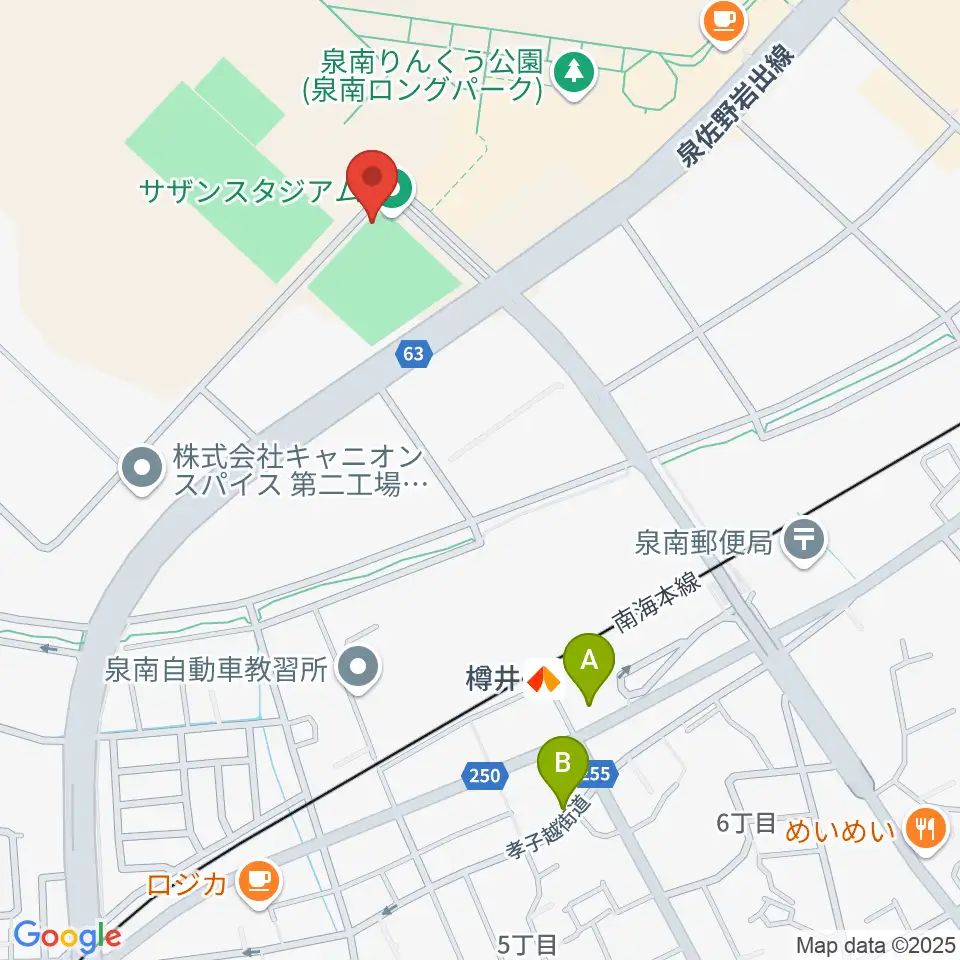 J:COMサザンスタジアム周辺のコンビニエンスストア一覧地図