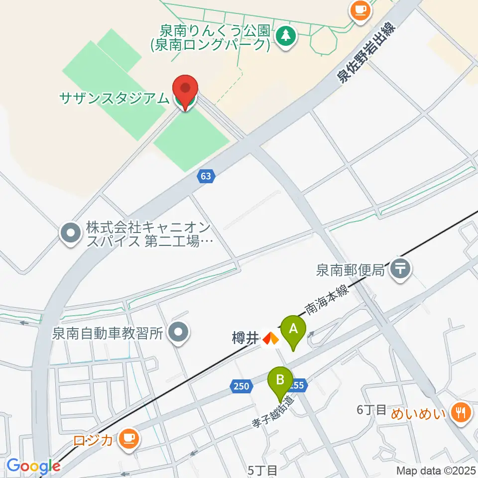 J:COMサザンスタジアム周辺のコンビニエンスストア一覧地図