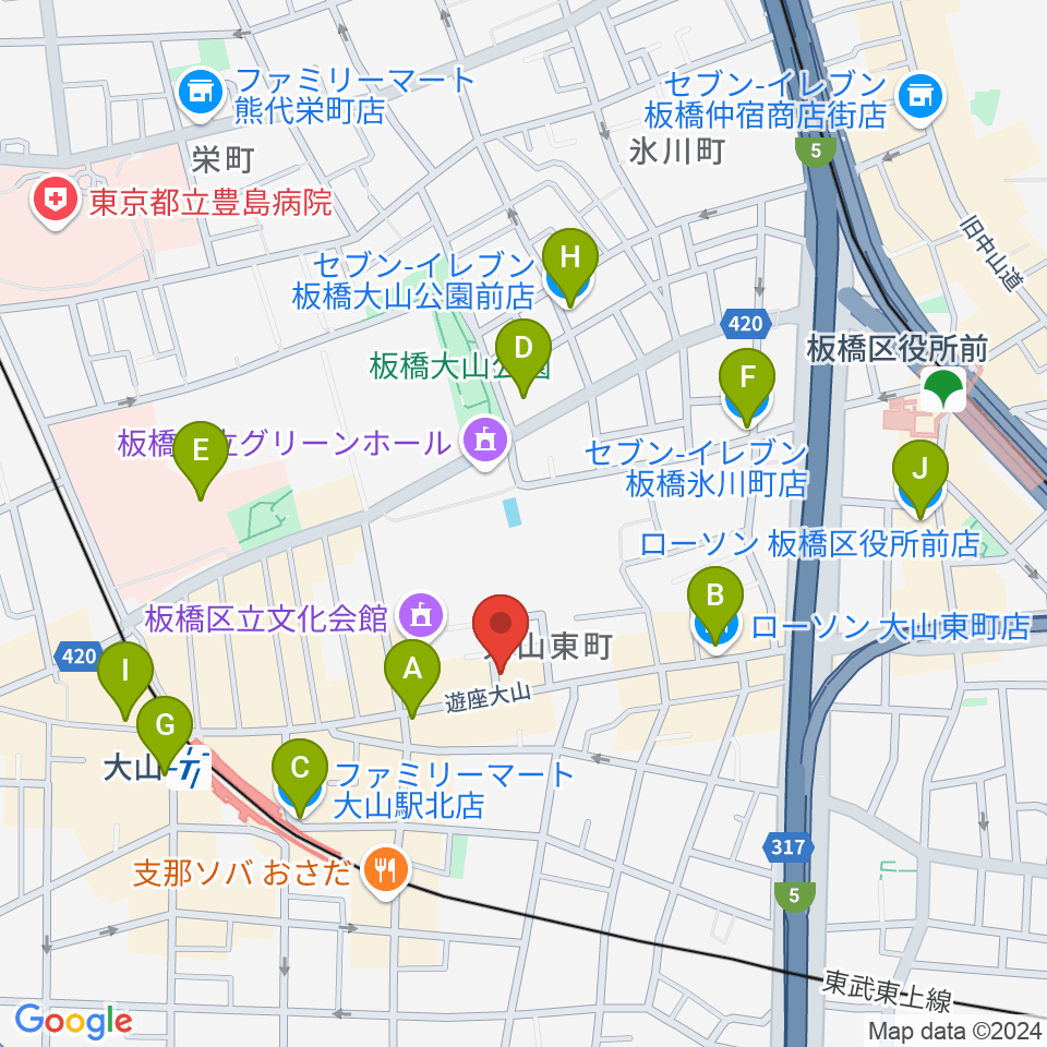 ダボスタジオ周辺のコンビニエンスストア一覧地図