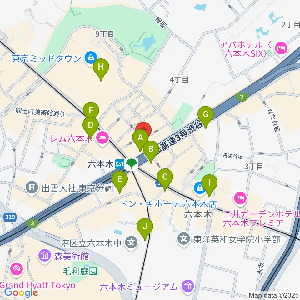 YOSHIMOTO ROPPONGI THEATER周辺のコンビニエンスストア一覧地図