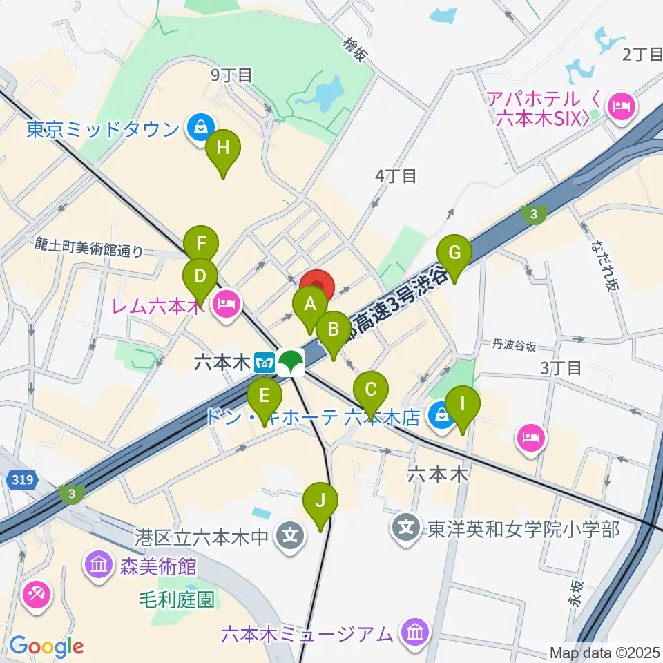 YOSHIMOTO ROPPONGI THEATER周辺のコンビニエンスストア一覧地図