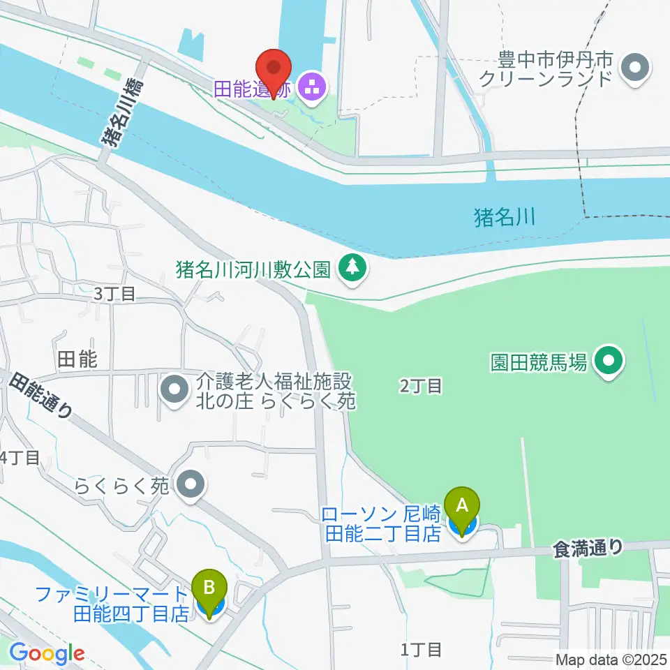 尼崎市立田能資料館周辺のコンビニエンスストア一覧地図