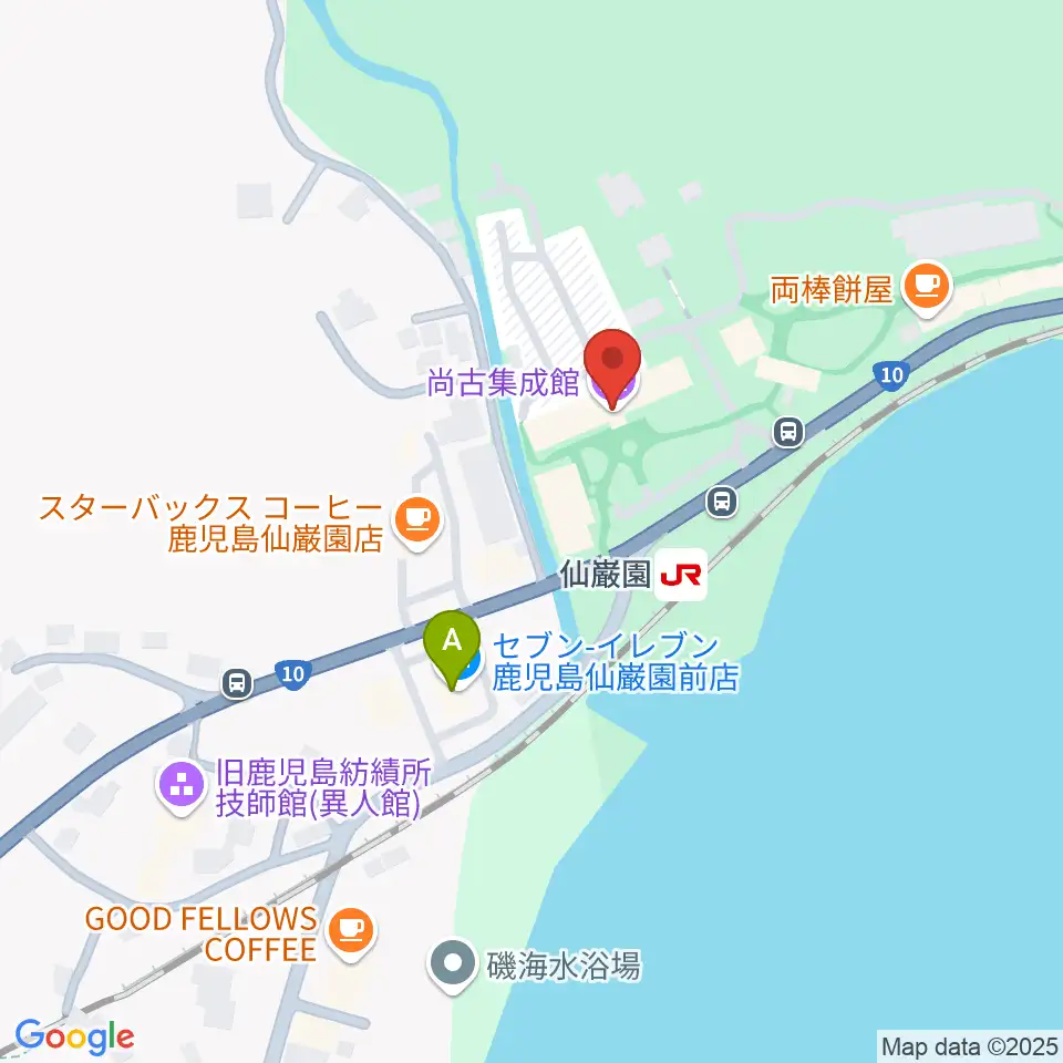 尚古集成館周辺のコンビニエンスストア一覧地図