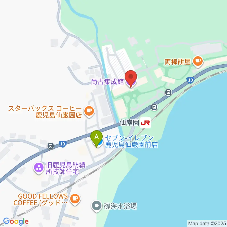 尚古集成館周辺のコンビニエンスストア一覧地図