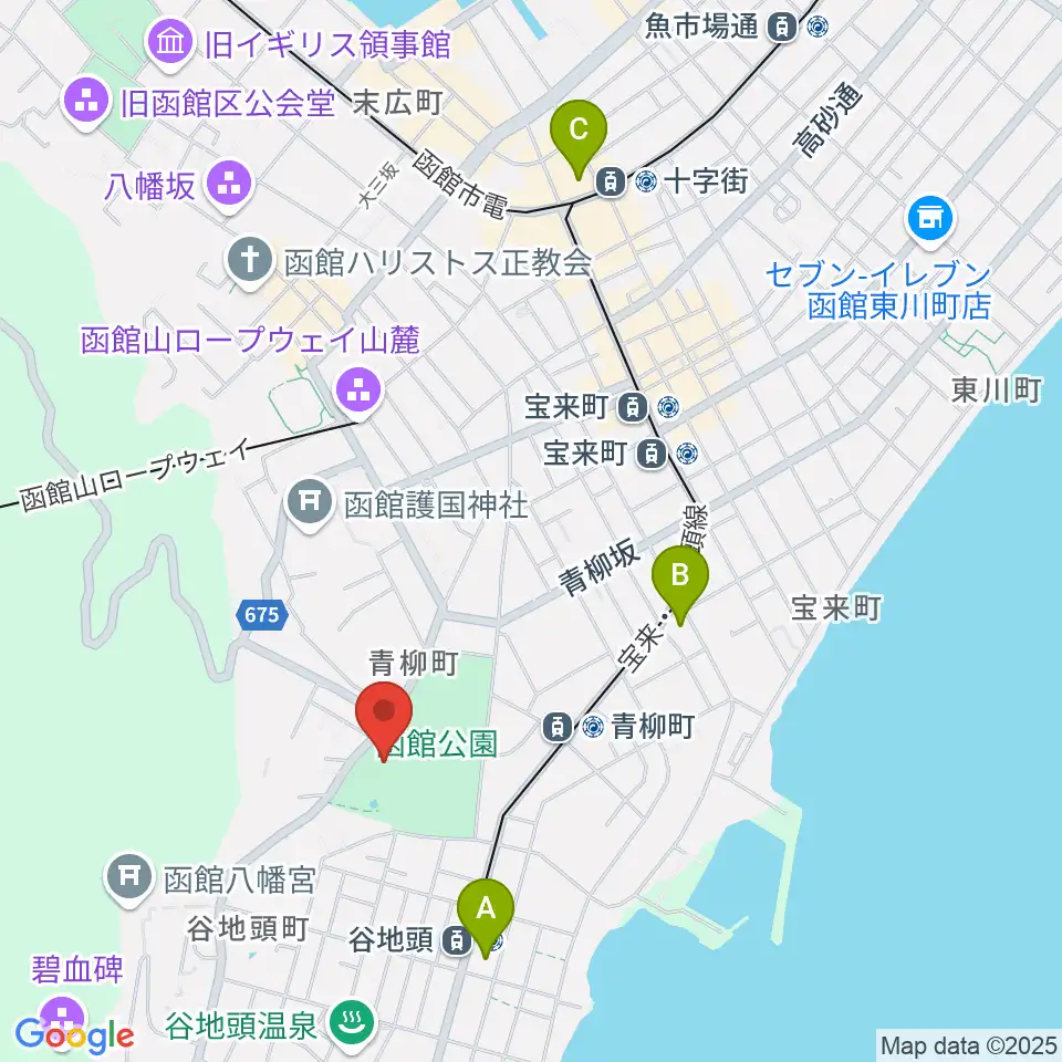 市立函館博物館周辺のコンビニエンスストア一覧地図